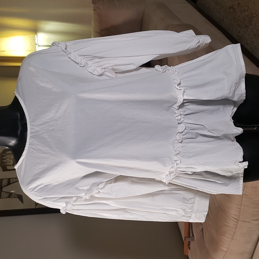 White cotton peplum top